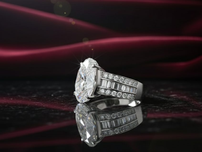 Bague diamant de synthèse 8,03 cts E VS1