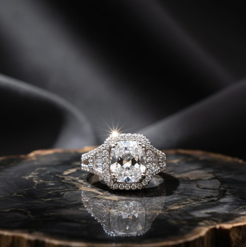 Bague diamant de synthèse 3,68 cts E VS1