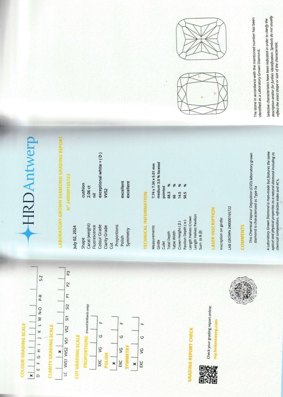 Bague diamant de synthèse 2,06 cts D VVS2 - ETHIQUE DIAMANT