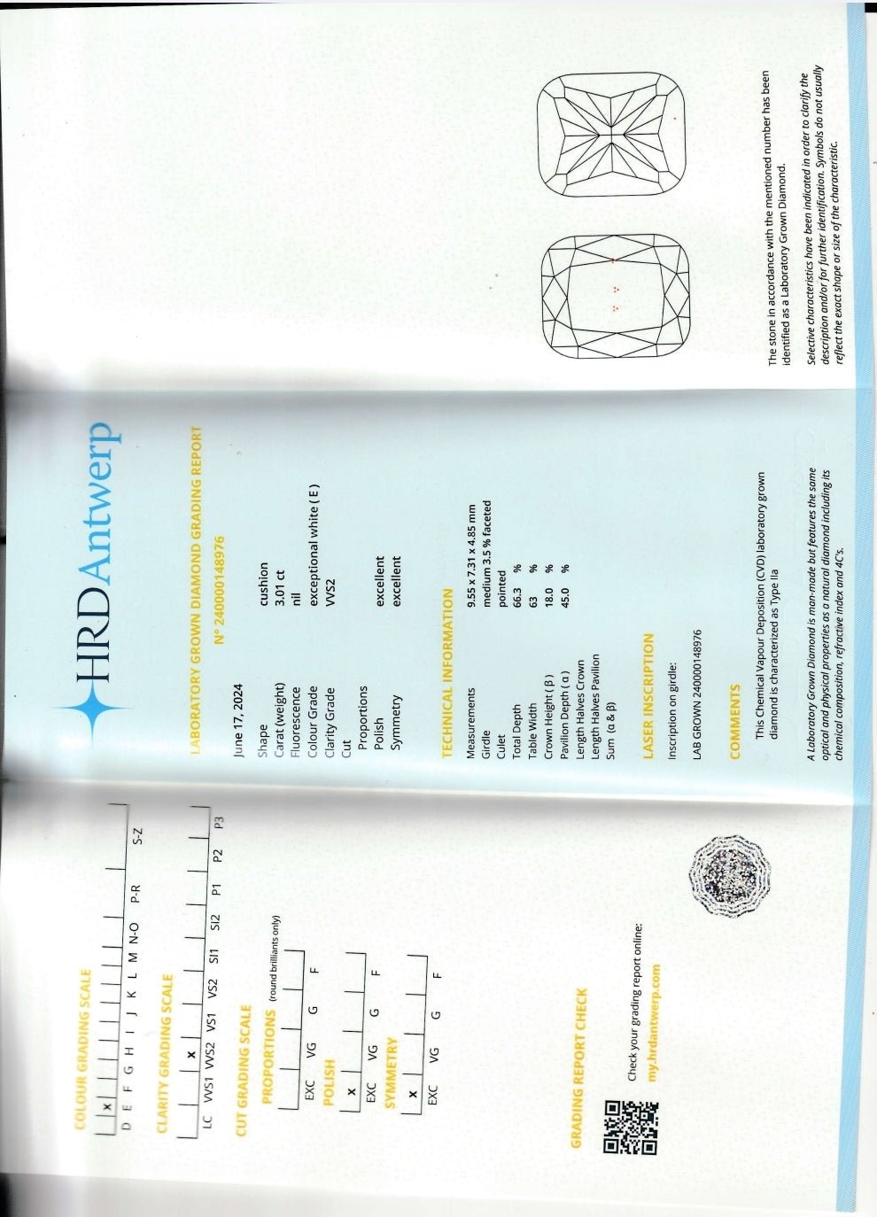 Bague diamant de synthèse 3,01 cts E VVS2 - ETHIQUE DIAMANT