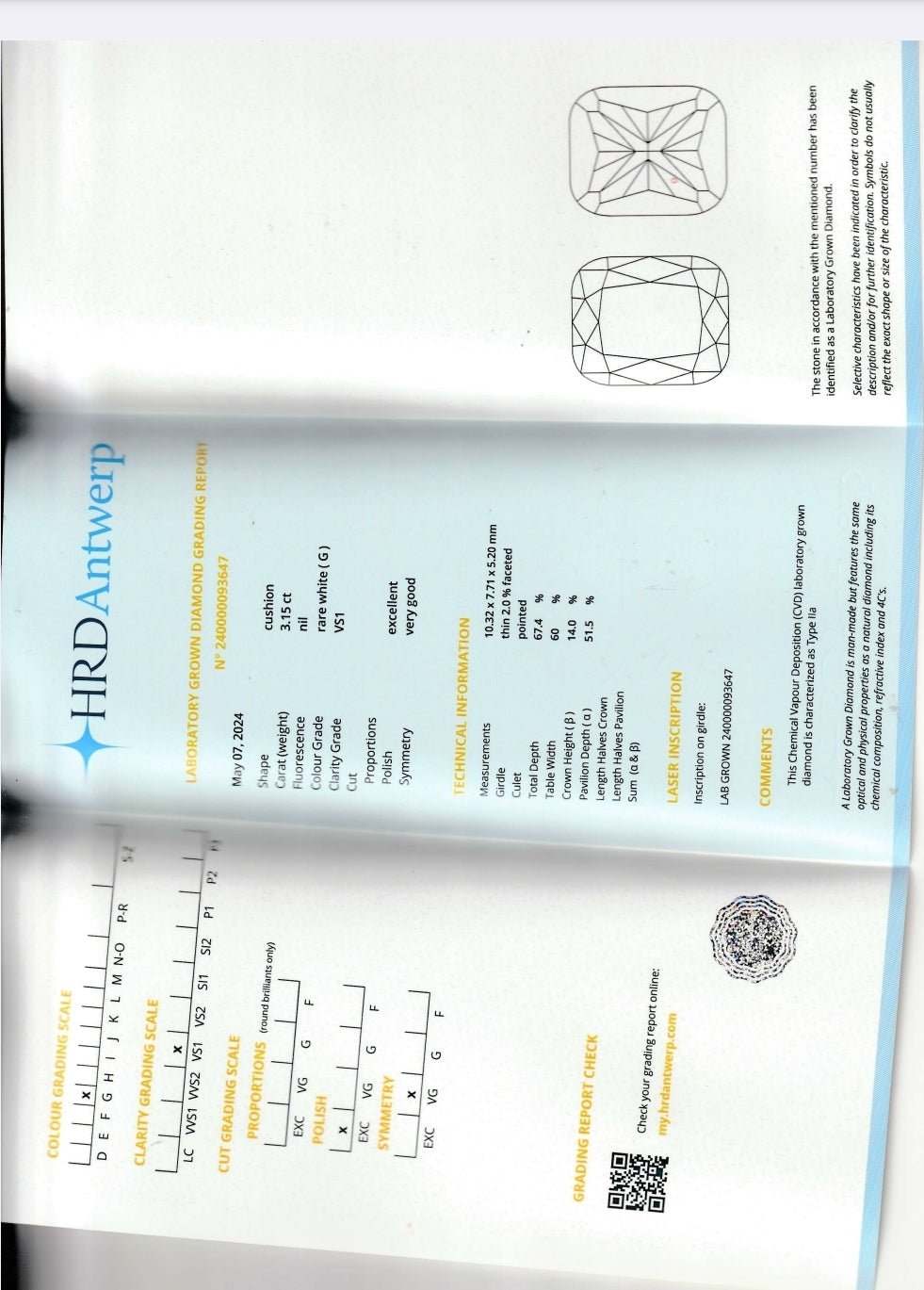 Bague diamant de synthèse 3,15 cts G VS1 - ETHIQUE DIAMANT