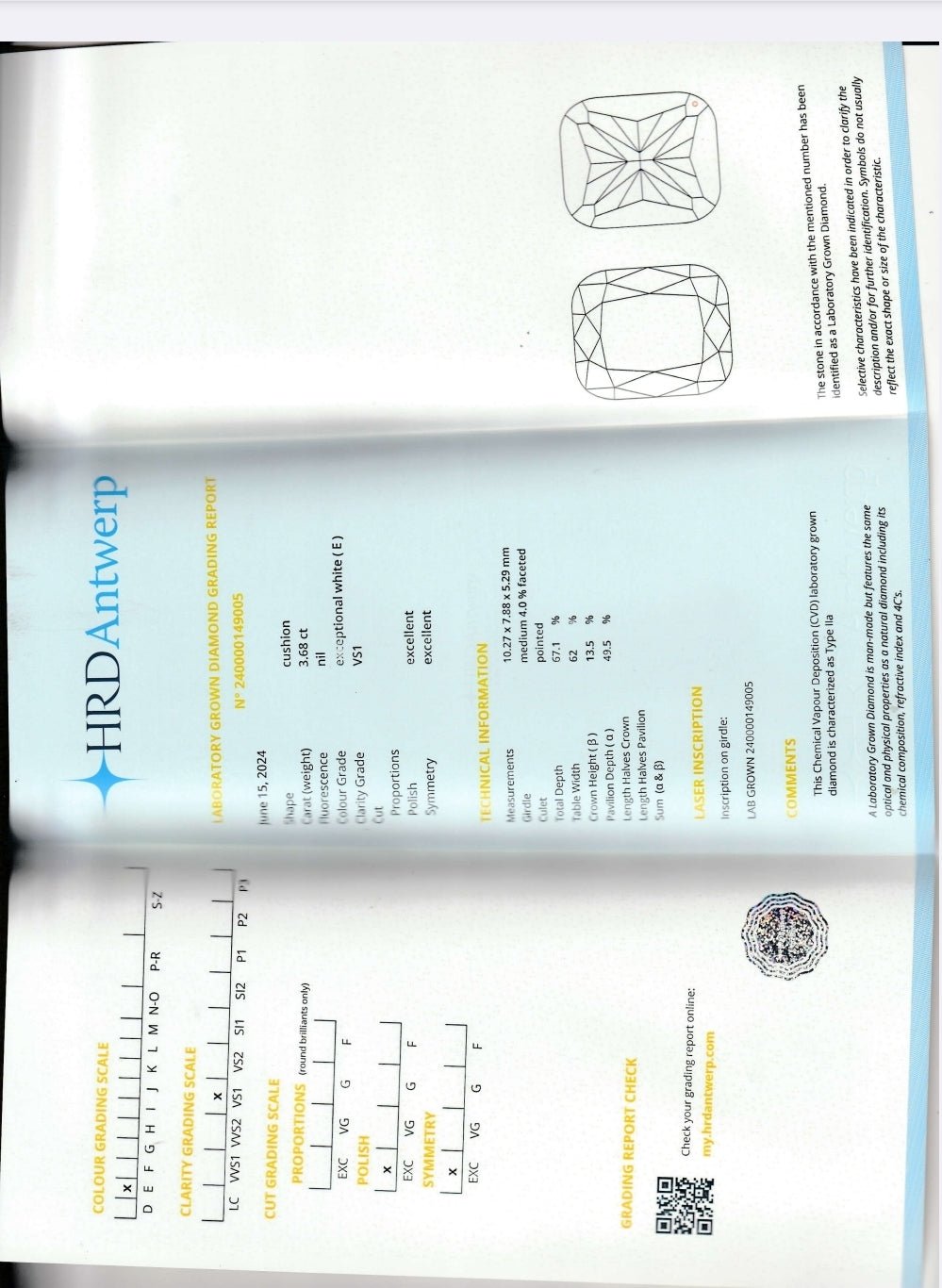 Bague diamant de synthèse 3,68 cts E VS1 - ETHIQUE DIAMANT