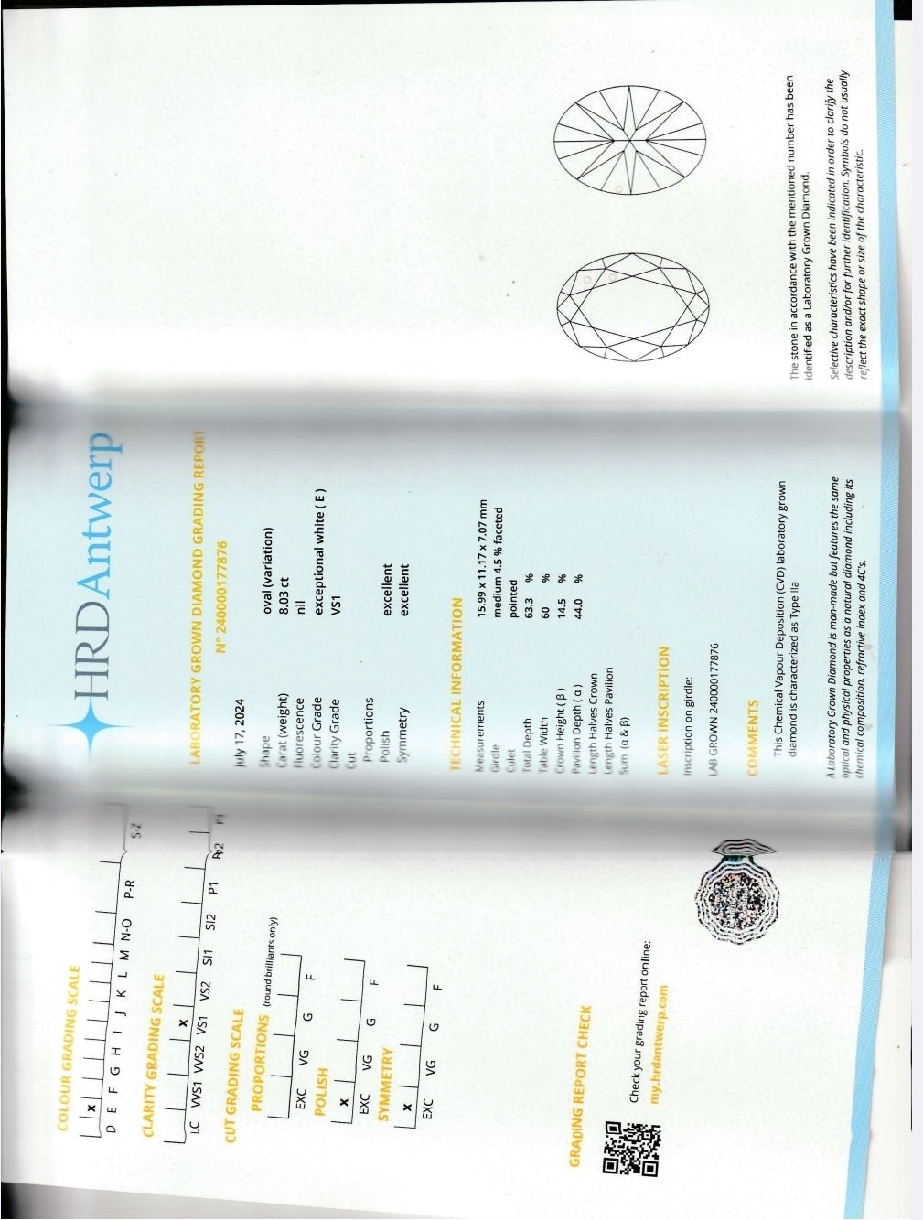 Bague diamant de synthèse 8,03 cts E VS1 - ETHIQUE DIAMANT