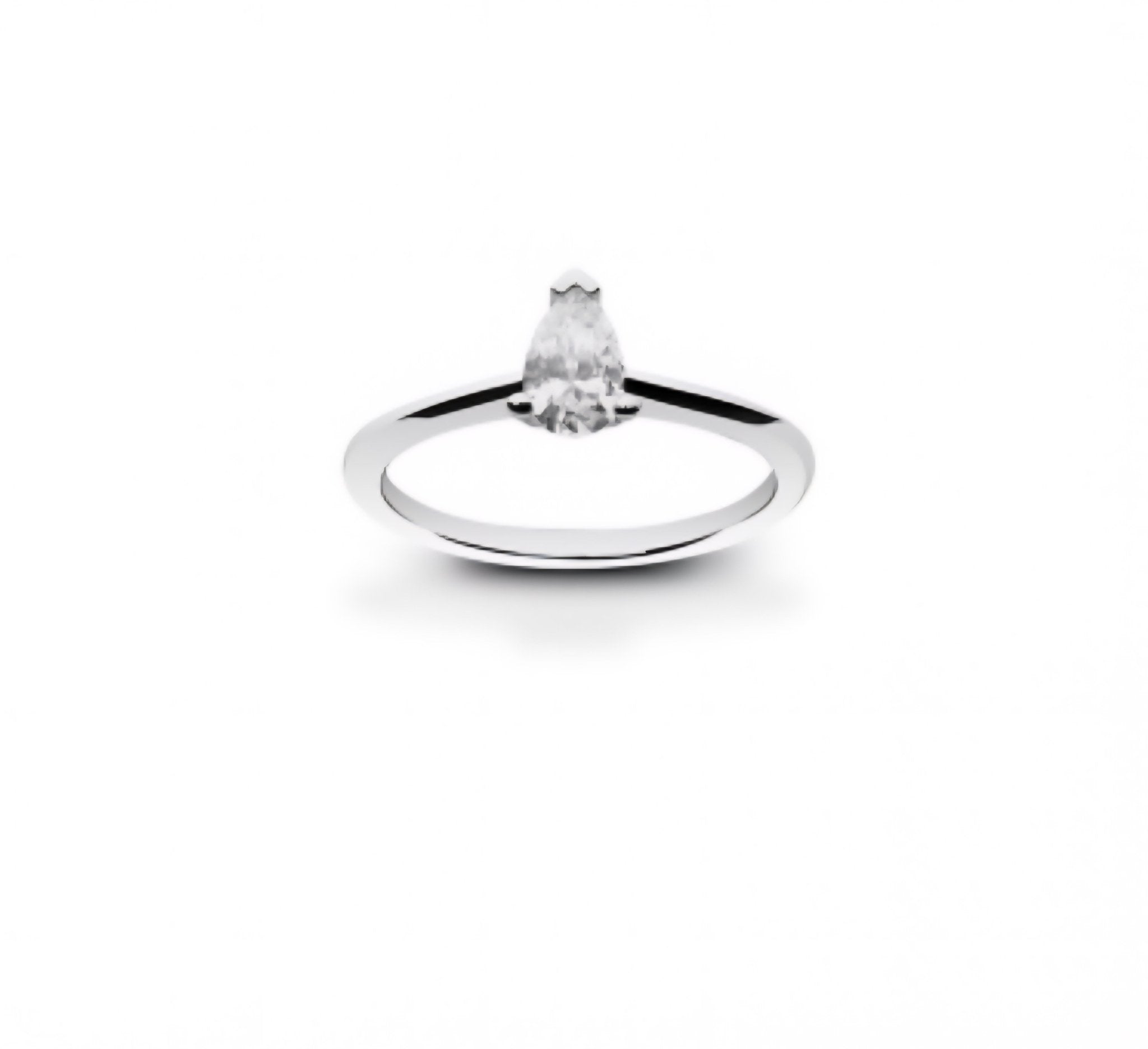 Bague or blanc diamant de synthèse taille poire 0,35 carat - ETHIQUE DIAMANT