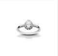 Bague or blanc diamants de synthèse taille poire 0,35 carat et son entourage 0,50 carat - ETHIQUE DIAMANT