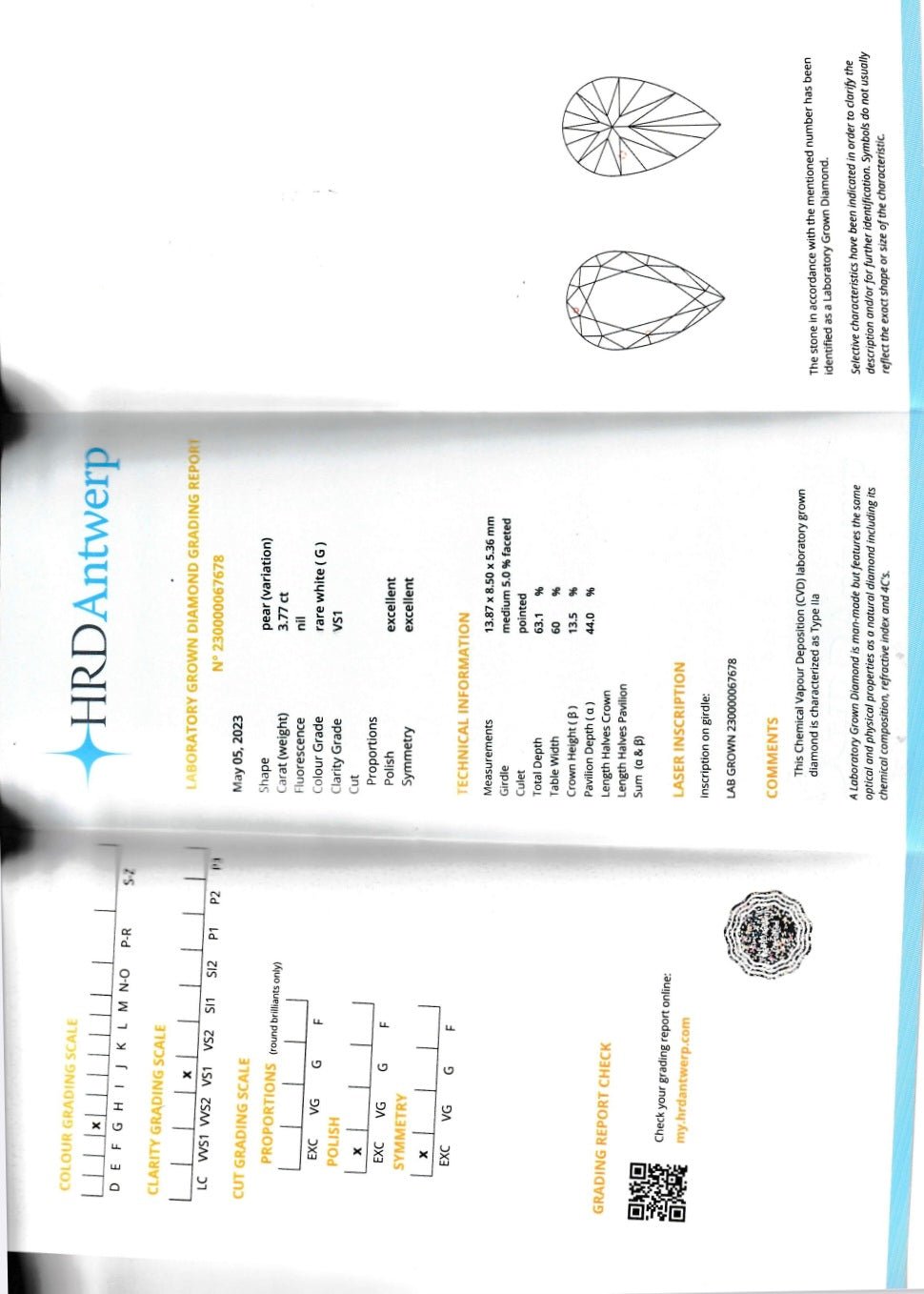 Collier Diamant de synthèse 3,77 cts G VS1 - ETHIQUE DIAMANT