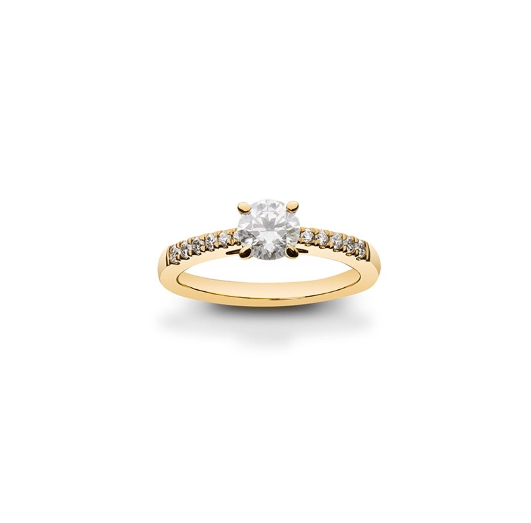 Solitaire or jaune diamant de synthèse avec un pavage 0,50 carat couleur G pureté VS - ETHIQUE DIAMANT